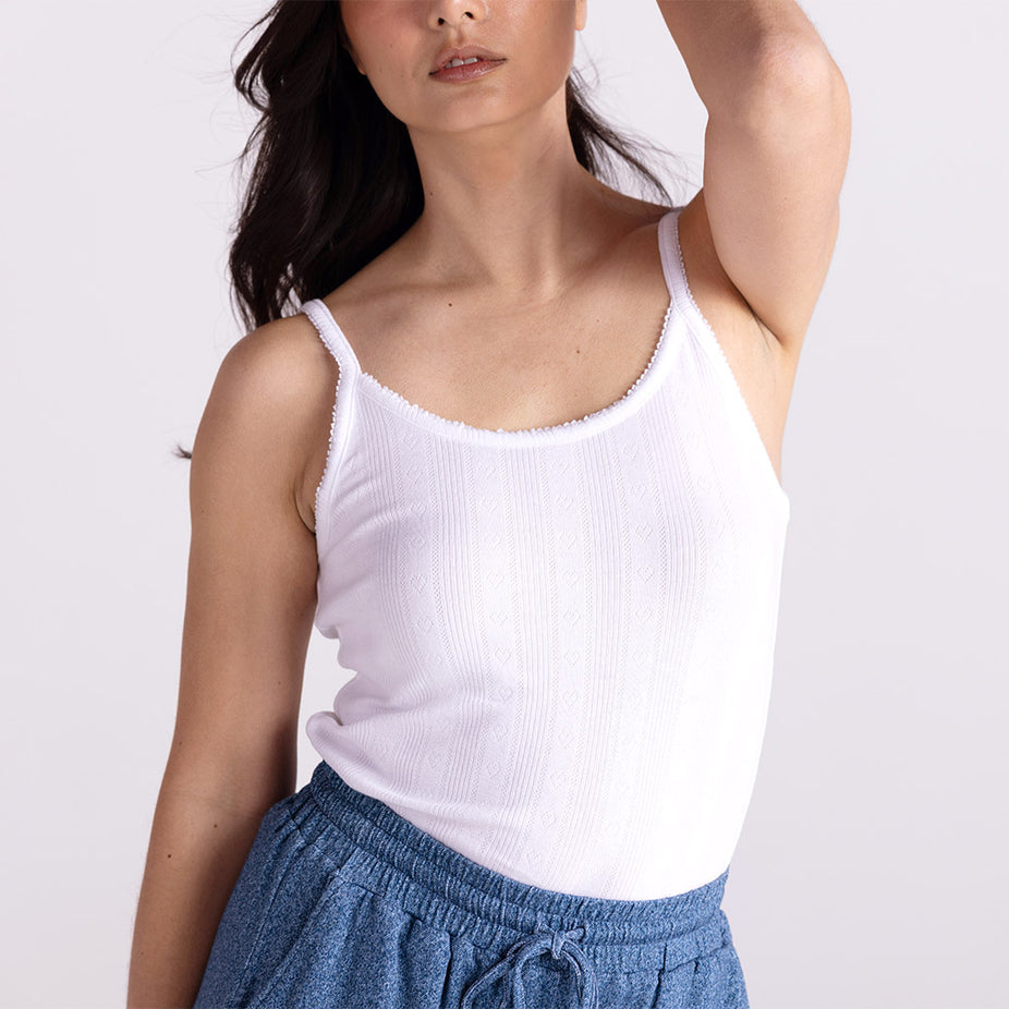 Solid Full Cami - White