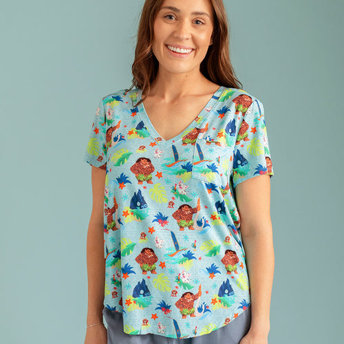 Disney Maui Tropical Women's V-Neck Tee