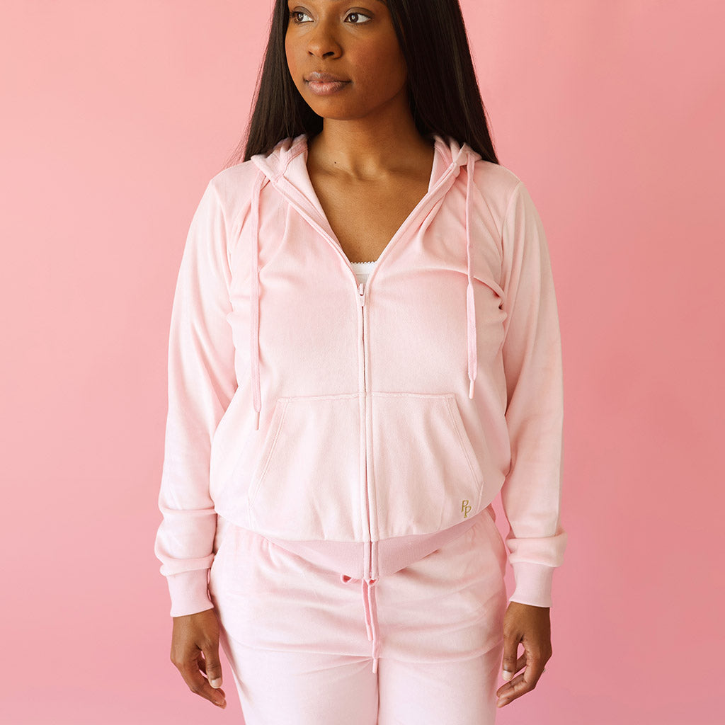 Starry Pink Women s Velour Zip Hoodie