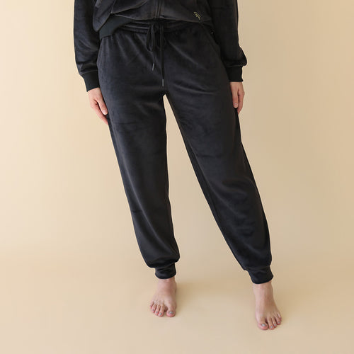 Women's Black Velour Joggers