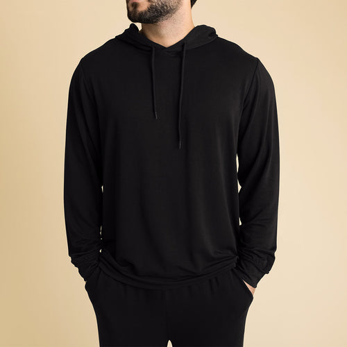 Men's Black French Terry Pullover Hoodie