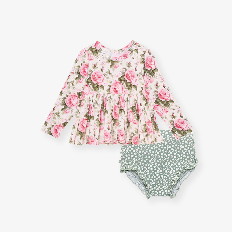 Sandrine Peplum Ruffled Bummie Set