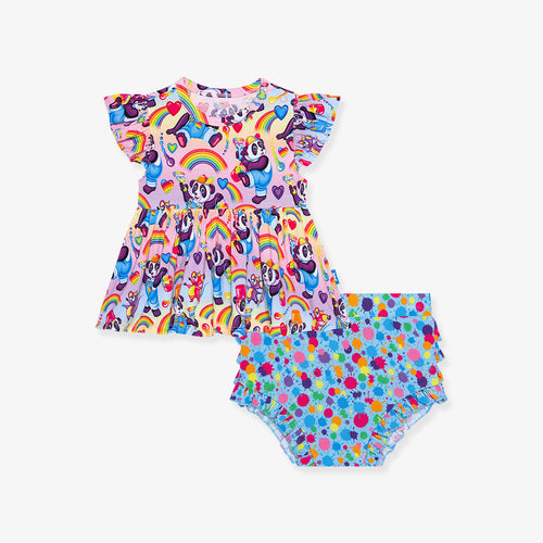 Lisa Frank® Panda Painter Peplum Ruffled Bummie Set