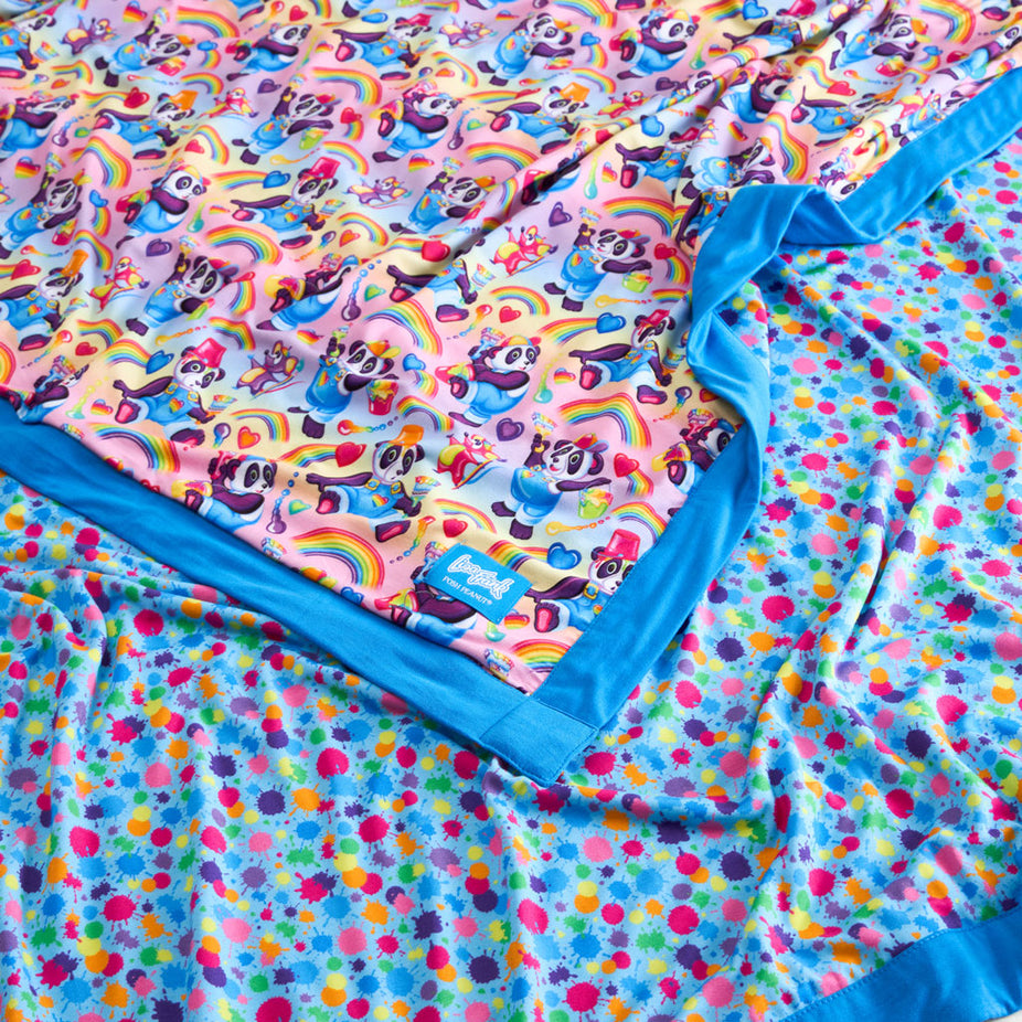 Lisa Frank® Panda Painter & Rainbow Splatter Luxe Patoo® Blanket