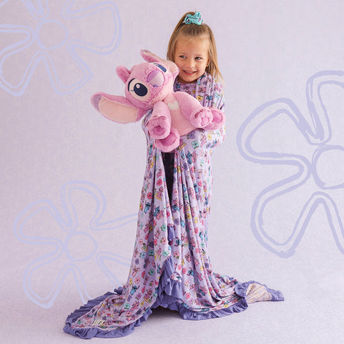 Disney Tropical Angel & Hula Floral Ruffled Luxe Patoo® Blanket