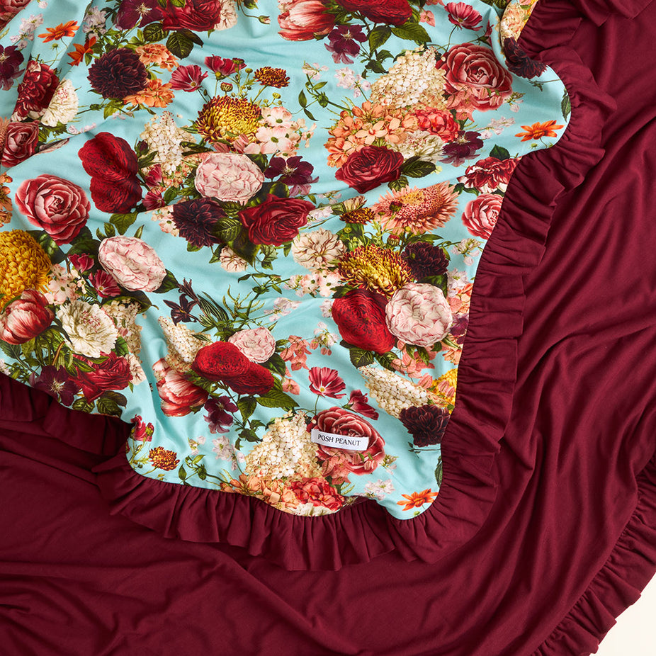 Adalynn & Dark Cherry Ruffled Luxe Patoo® Blanket