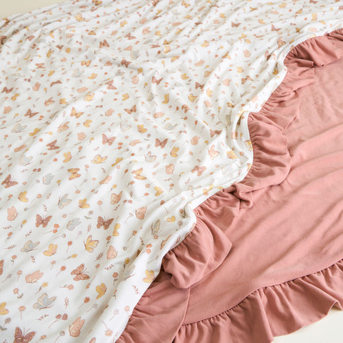 Kelcie & Dusty Rose Ruffled Luxe Patoo® Blanket