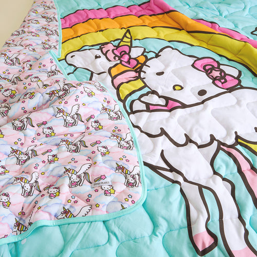 Hello Unicorn & Hello Kitty® Unicorn Reversible Quilted Patoo® Blanket