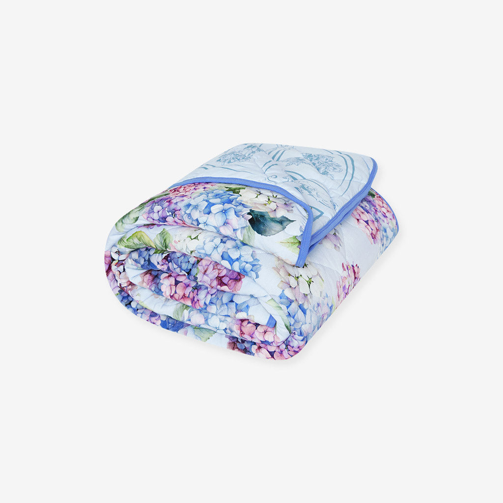 Floral Blue Reversible Baby Blanket | Kara & Versaille