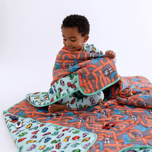 Retro Hot Wheels™ & Hot Wheels™ Retro Tracks Reversible Quilted Patoo® Blanket