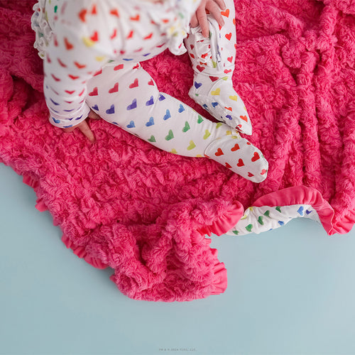 Care Bears™ Rainbow Hearts Minky Ruffled Luxette Patoo® Blanket