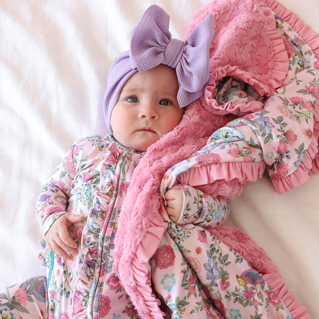 Floral Pink Double-sided Plush Swaddle | Christine