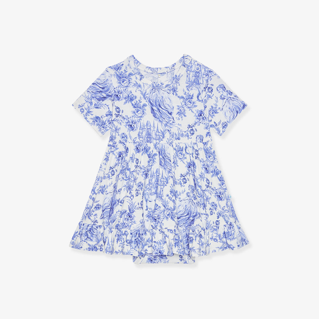 Princess Damask White Ruffled Baby Bodysuit Dress | Briar