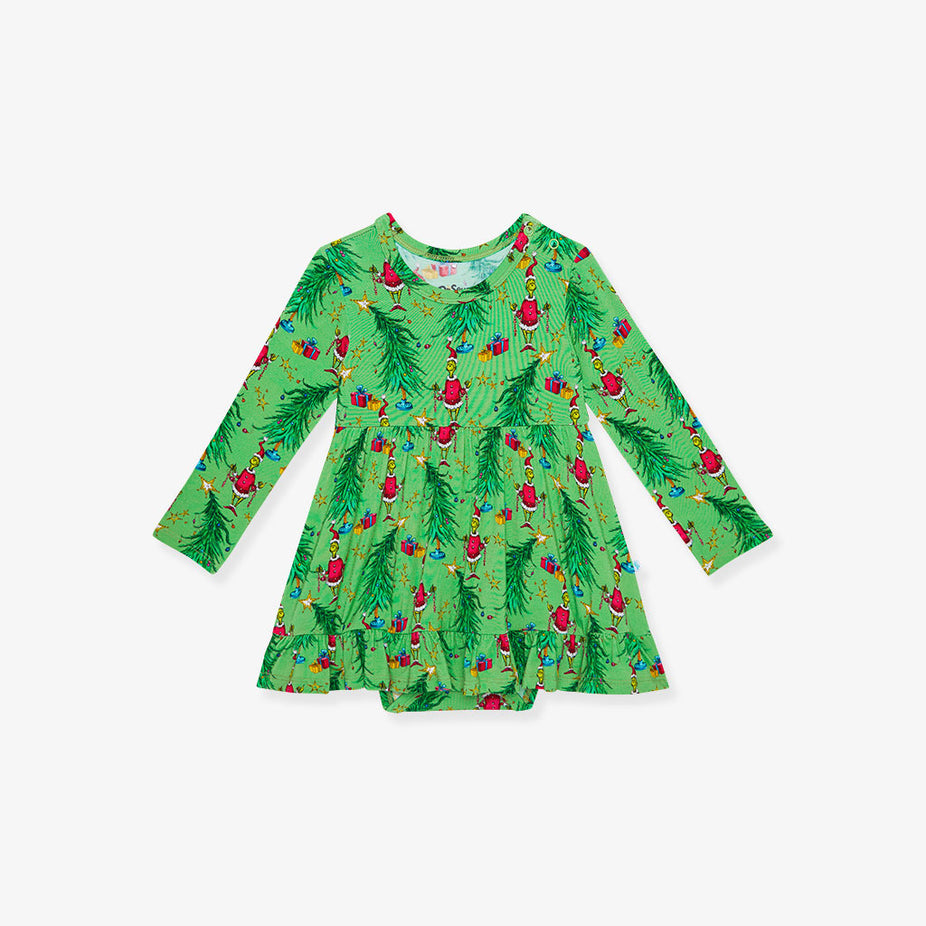 Dr. Seuss Merry Grinchmas Ruffled Bodysuit Dress