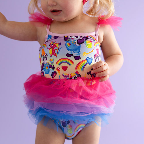 Lisa Frank® Panda Painter Tulle Smocked Bodysuit Dress