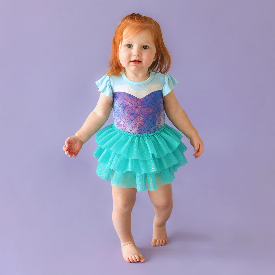 Ariel Blue Girl Tulle Onesie Posh Peanut Disney's The Little