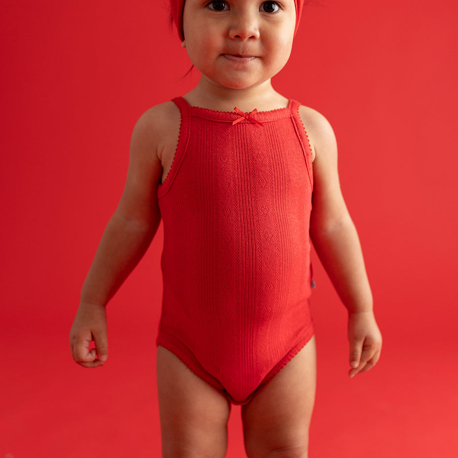 Red Pointelle Bodysuit