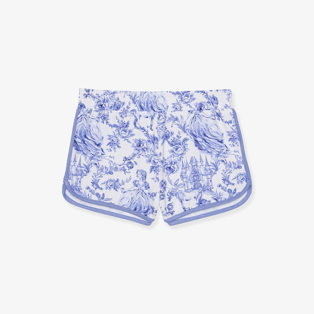 Princess Damask White Relaxed Briar French Terry Varsity Shorts | Posh ...