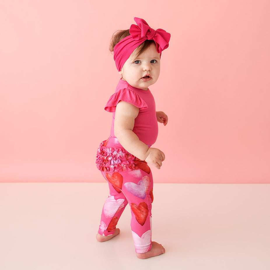 Hearts Pink Toddler Ruffled Bum Leggings