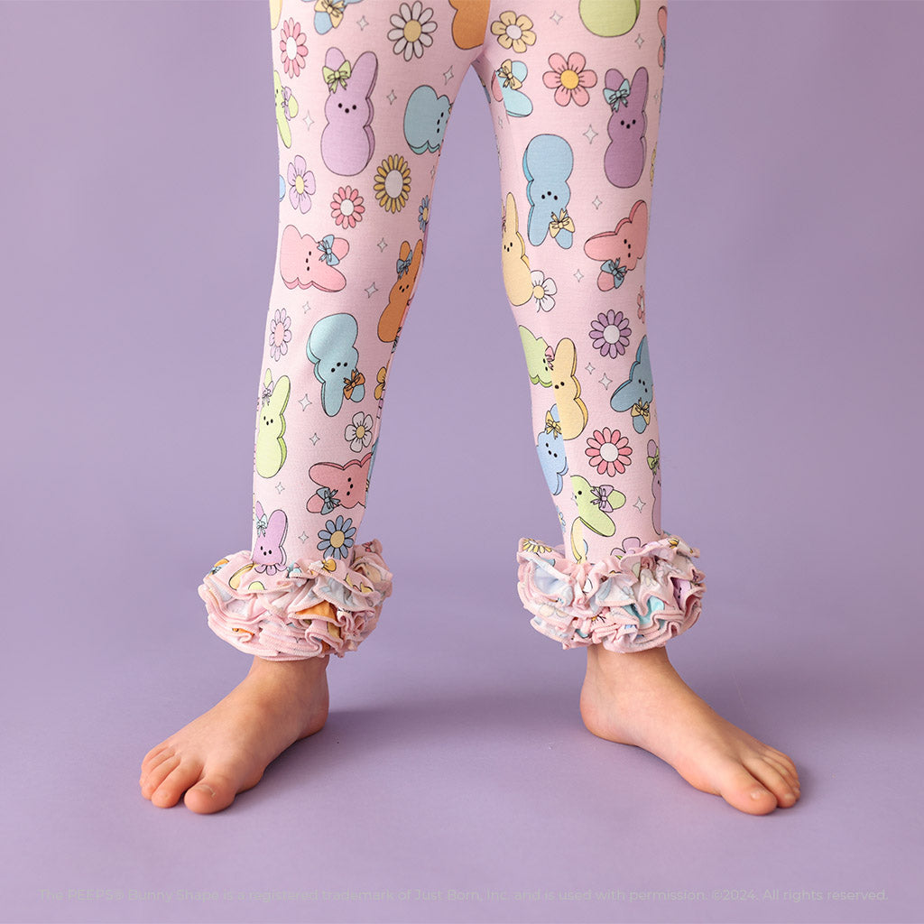 Marshmallow Bunnies Pink Toddler Ruffled Leggings