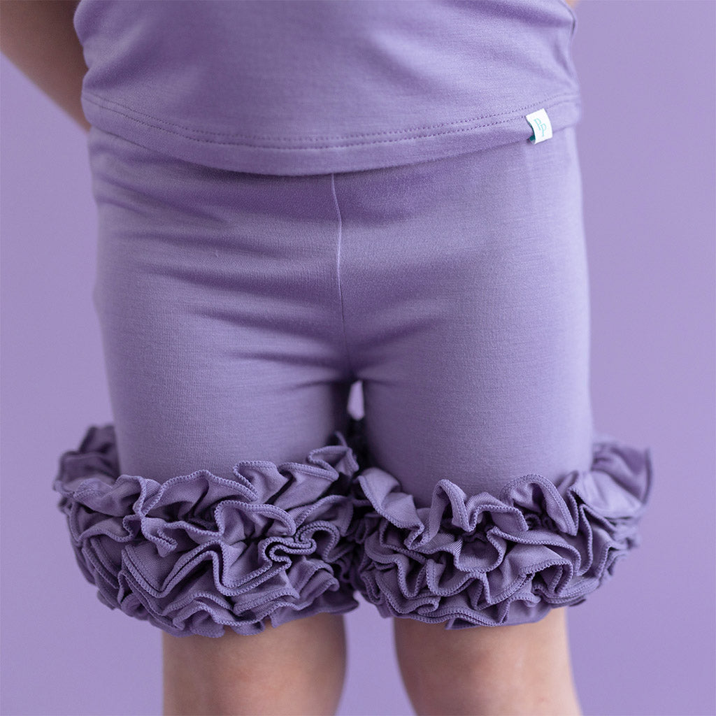 Spring Solids Purple Toddler Girl Ruffled Bike Shorts Bonny Purple