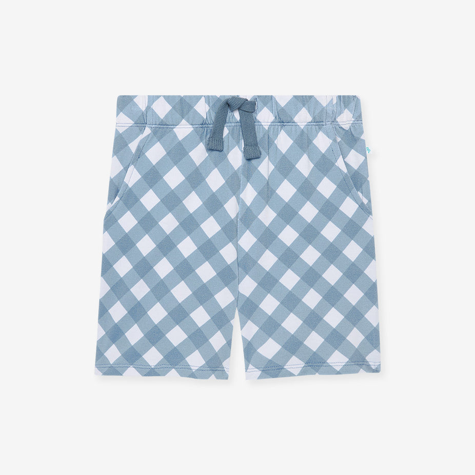 Dusty Blue Gingham French Terry Shorts