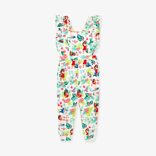 Disney Moana Floral French Terry Ruffled Overalls