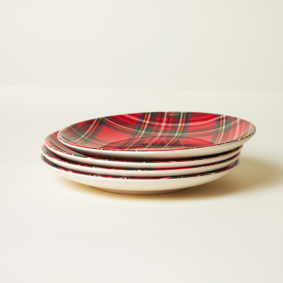 Red Tartan Plaid Dessert Plates (Set Of 4)