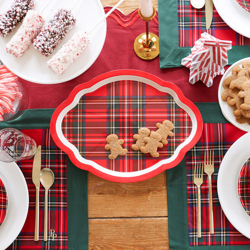 Red Tartan Plaid Serving Platter