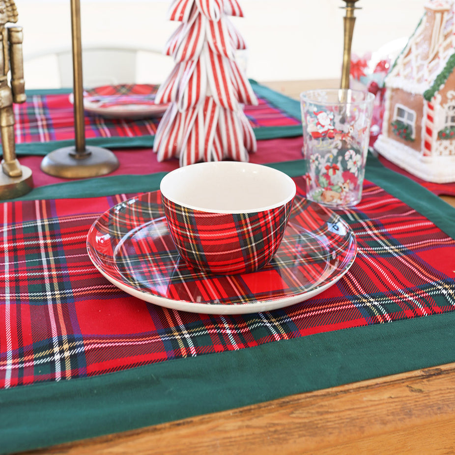 Red Tartan Plaid Dinnerware 3-Piece Set