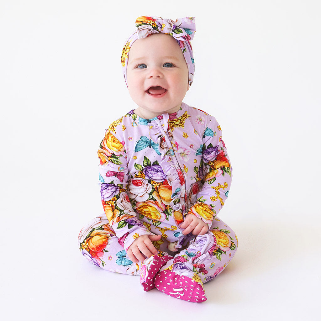 Floral Purple Baby Girl Sleeper | Adrina