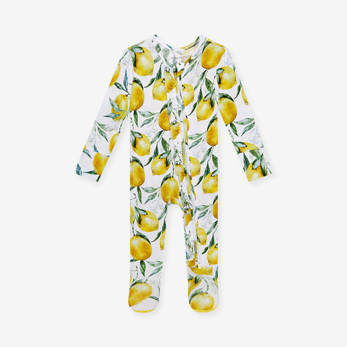 Limoncello Footie Ruffled Zippered One Piece