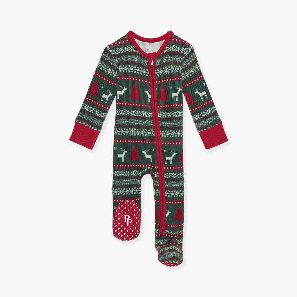 POSH PEANUT PP EMILIA CHRISTMAS XMAS HOLIDAY deals PAJAMA FOOTIE POINSETTIA BABY 9-12M