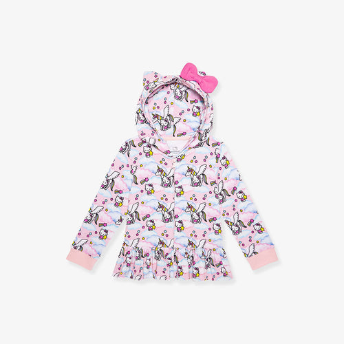 Hello Unicorn French Terry Ruffled Zip Hoodie