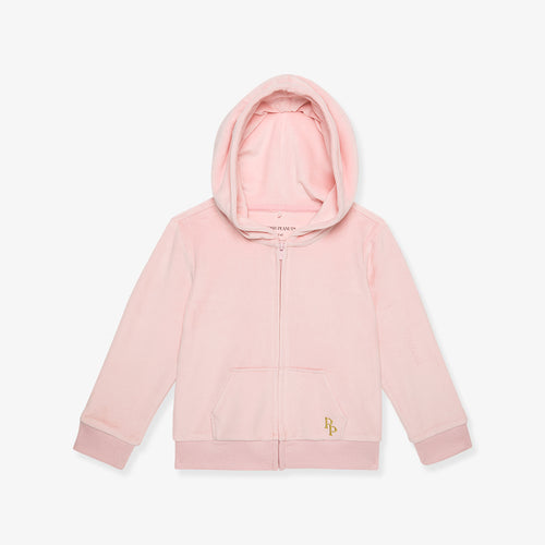 Starry Pink Velour Zip Hoodie