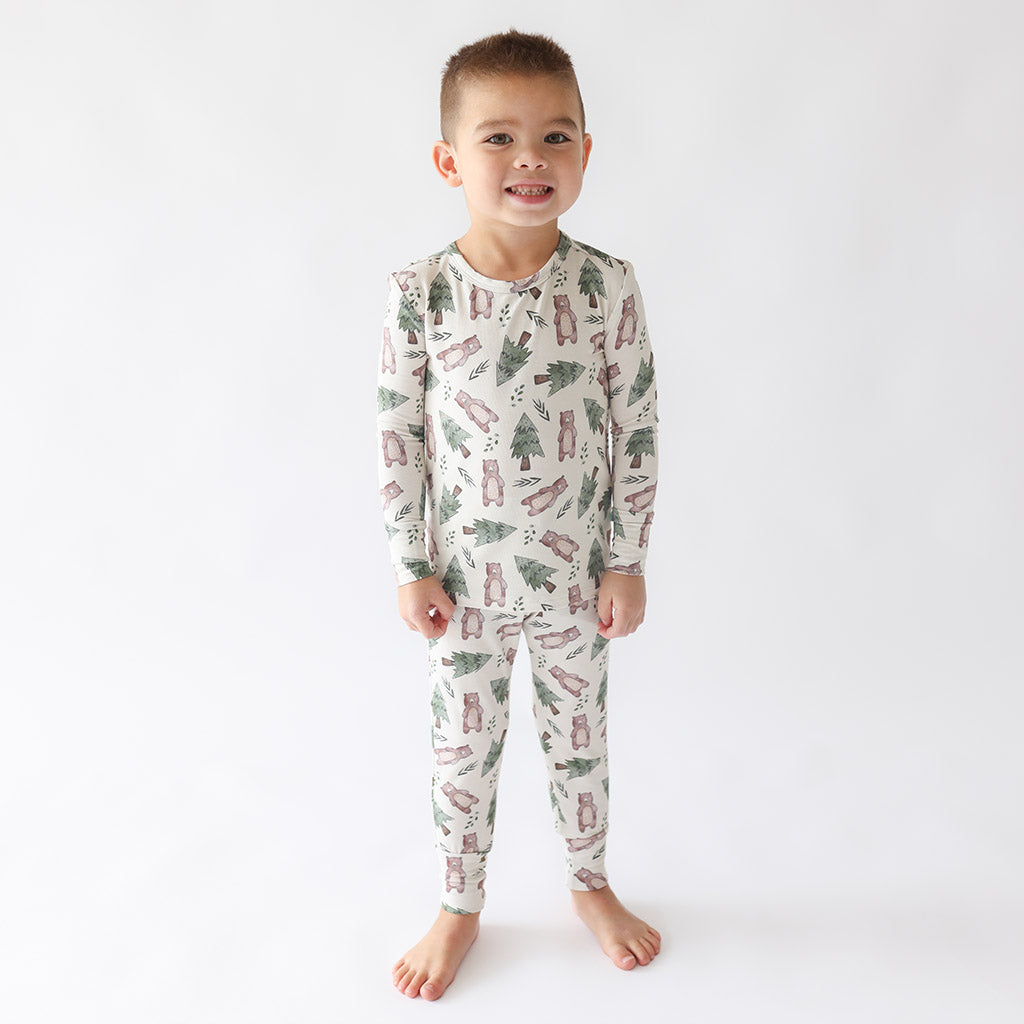 Bear Yellow Long Sleeve Toddler Pajamas | Beary