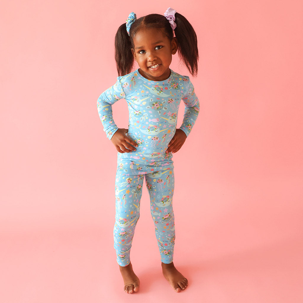 Narwhal Blue Long Sleeve Toddler Pajamas | Cady