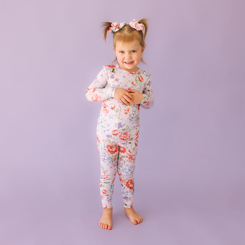 Floral Purple Long Sleeve Toddler Pajamas | Joaquina