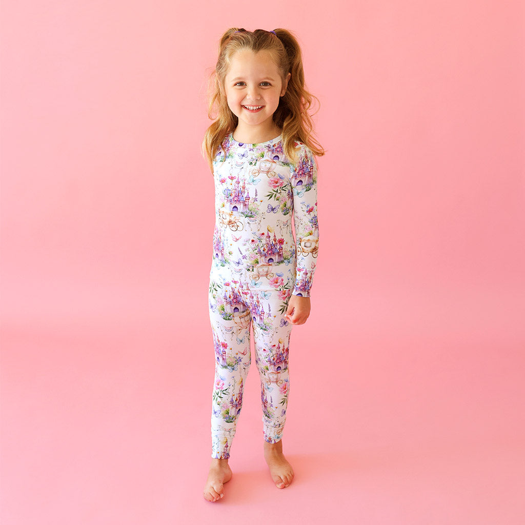 Fairytale Floral Pink Long Sleeve Toddler Pajamas | Katrina