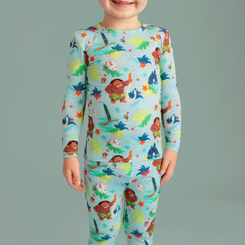 Blue Long Sleeve Toddler Pajamas Disney Maui Tropical