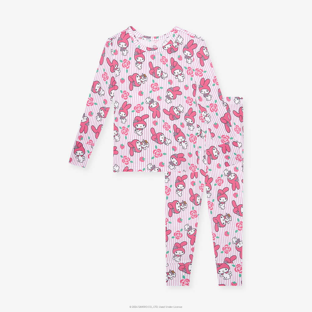Pajama Set in Pink Porcelain and Oat Milk and Pink Geo –