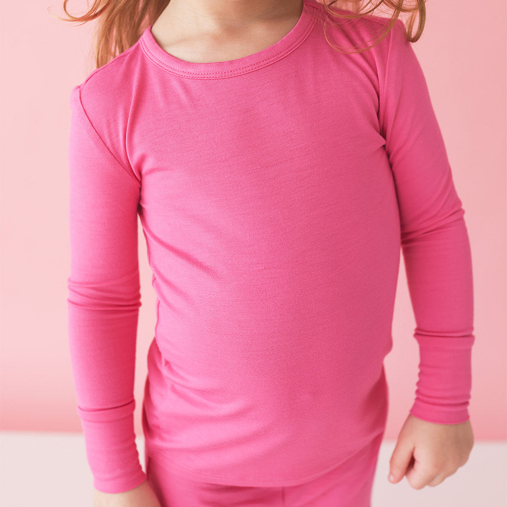 Solid Pink Long Sleeve Toddler Pajamas