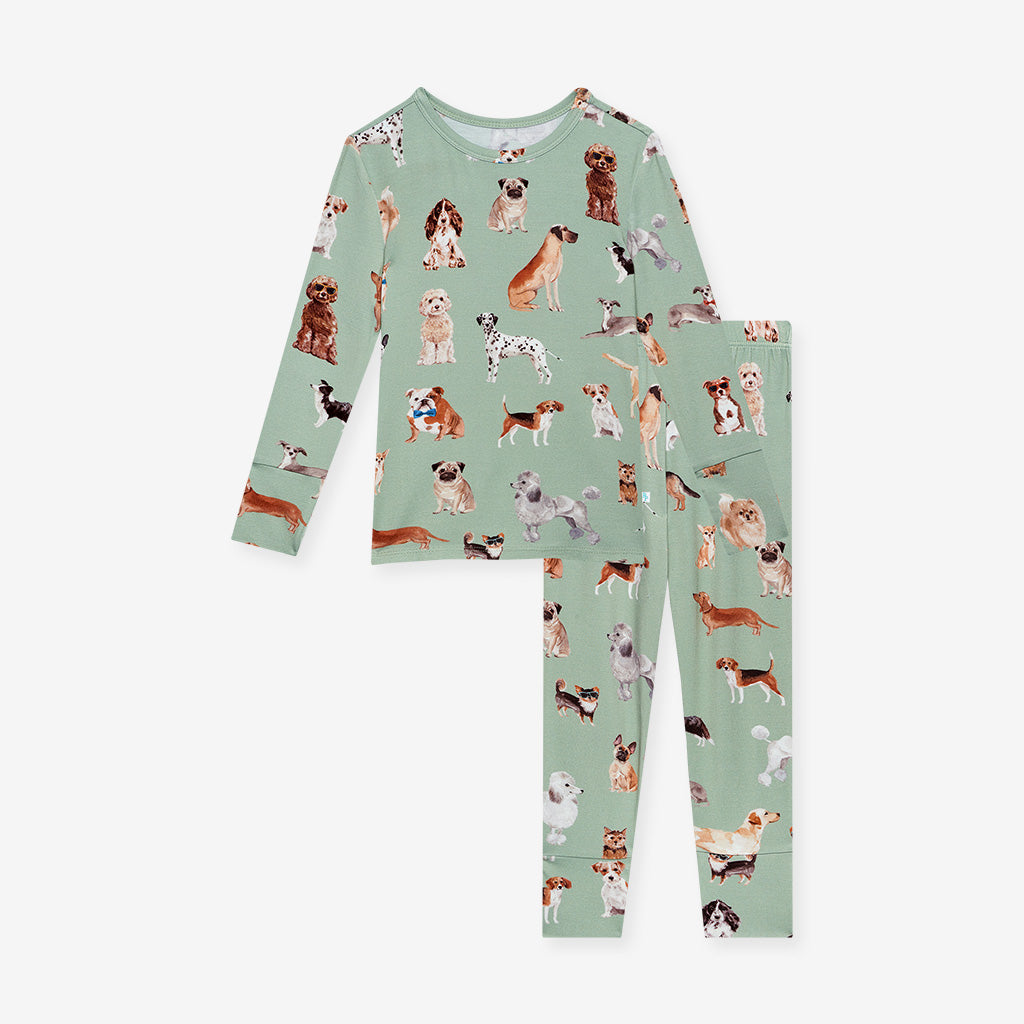 Dog Green Long Sleeve Toddler Pajamas Posh Puppies