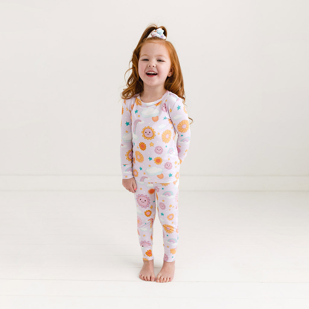 Rainbow Florals Purple Long Sleeve Toddler Pajamas | Raya