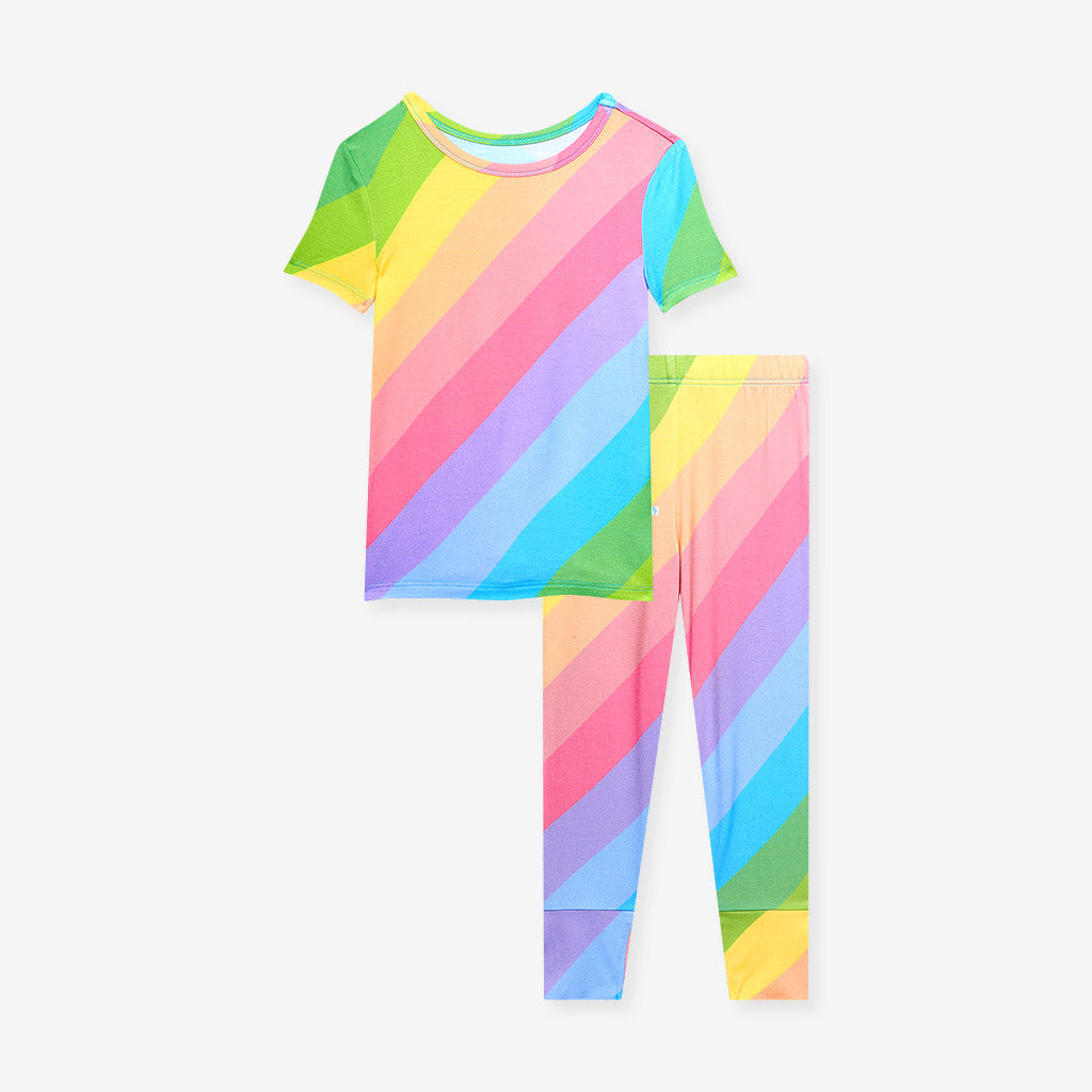 Posh Peanut Baby s Rainbow Stripe Classic Pajama Set 6 12 mo Viscose from Bamboo