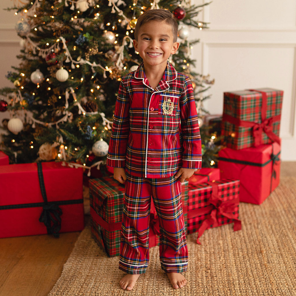 POSH PEANUT PP CHRISTMAS XMAS HOLIDAY shops PAJAMA FOOTIE MARQUI TARTAN 2T TODDLER