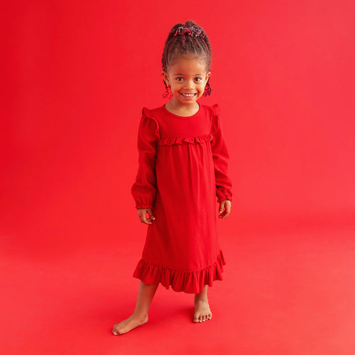 Garnet Red Flannelette Nightgown