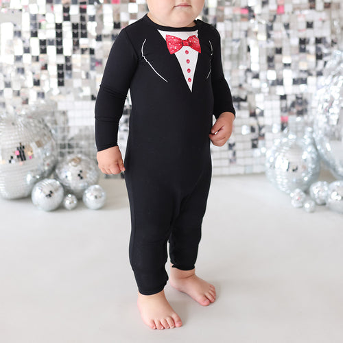 New Year's Tuxedo Long Sleeve Romper