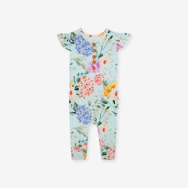 Posh 2024 Peanut navy floral blue rose romper