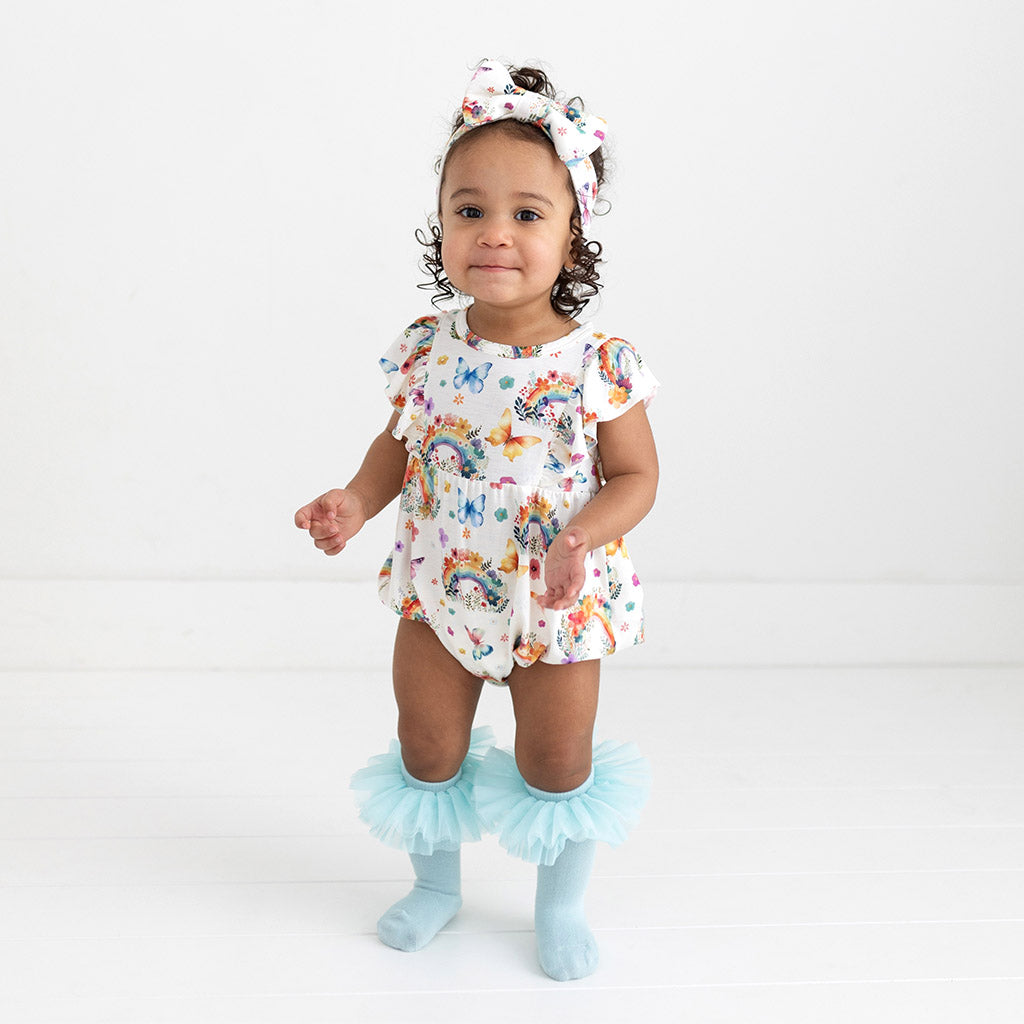 Posh Peanut Sandy Ruffled Strap Bubble Romper